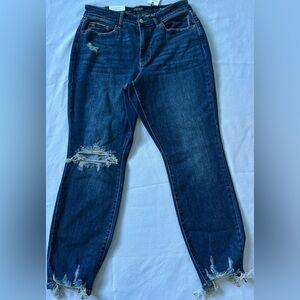 Judy Blue Dark Blue Distressed Boyfriend Jeans